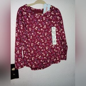 NWT Cat & Jack Burgundy Floral Long Sleeve Top 4T